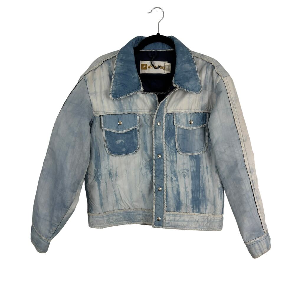 VINTAGE White Stag Nylon Jacket Acid Blue Wash‎ Snap Button M
